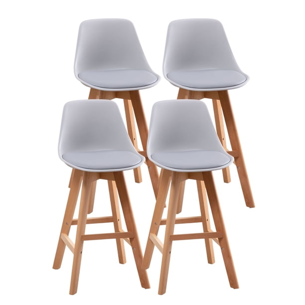 PACK 4 TABURETES O PISOS TERRY BASE MADERA 70 CM - GRIS