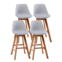 Habita2 Chile - Pack 4 Taburetes O Pisos Terry Base Madera 61 Cm Gris