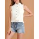 thumbnail image 5 of INSPIRE CHIC Camisa sin mangas con cuello de punta y botones para mujer M Blanco, 5 of 7