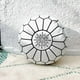 thumbnail image 1 of Puff de Cuero blanco - bordados negros, 1 of 3