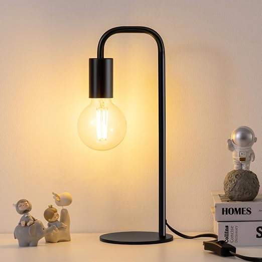 Lámpara De Mesa Industrial Para Dormitorio, Lámparas De Mesa Pequeñas Para Mesita De Noche Con Interruptor De Cable, Base De Enchufe E26, Lámpara Moderna De Mesita De Noche Para Sala De Estar