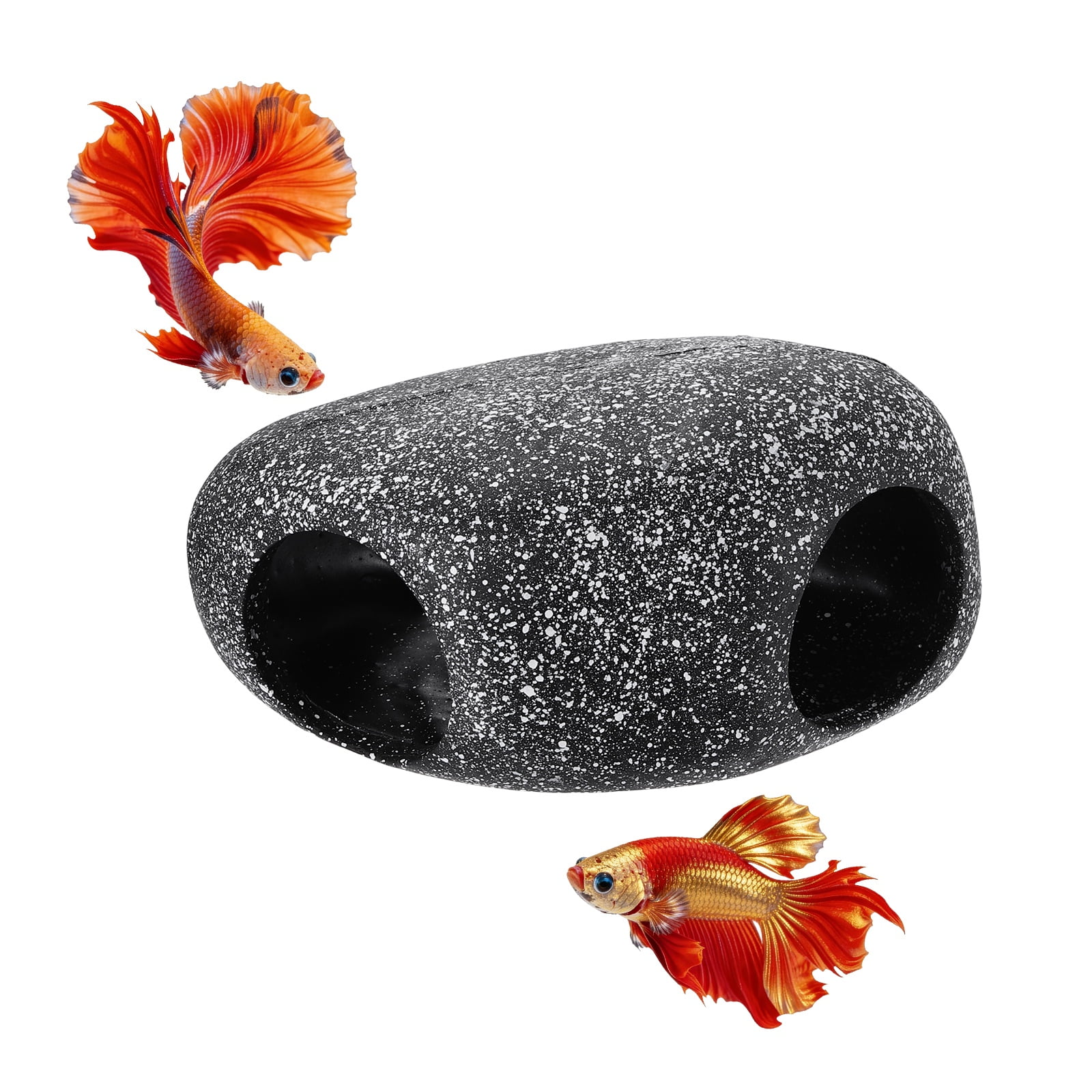 Uxcell Decoraciones de Acuario Rocas, 6.7x4.7x3.1 Pulgadas Betta Esconder Resina Realista Adornos para Peceras, (Gris), Destinado para Peces Pequeños / Camarones / Guppy