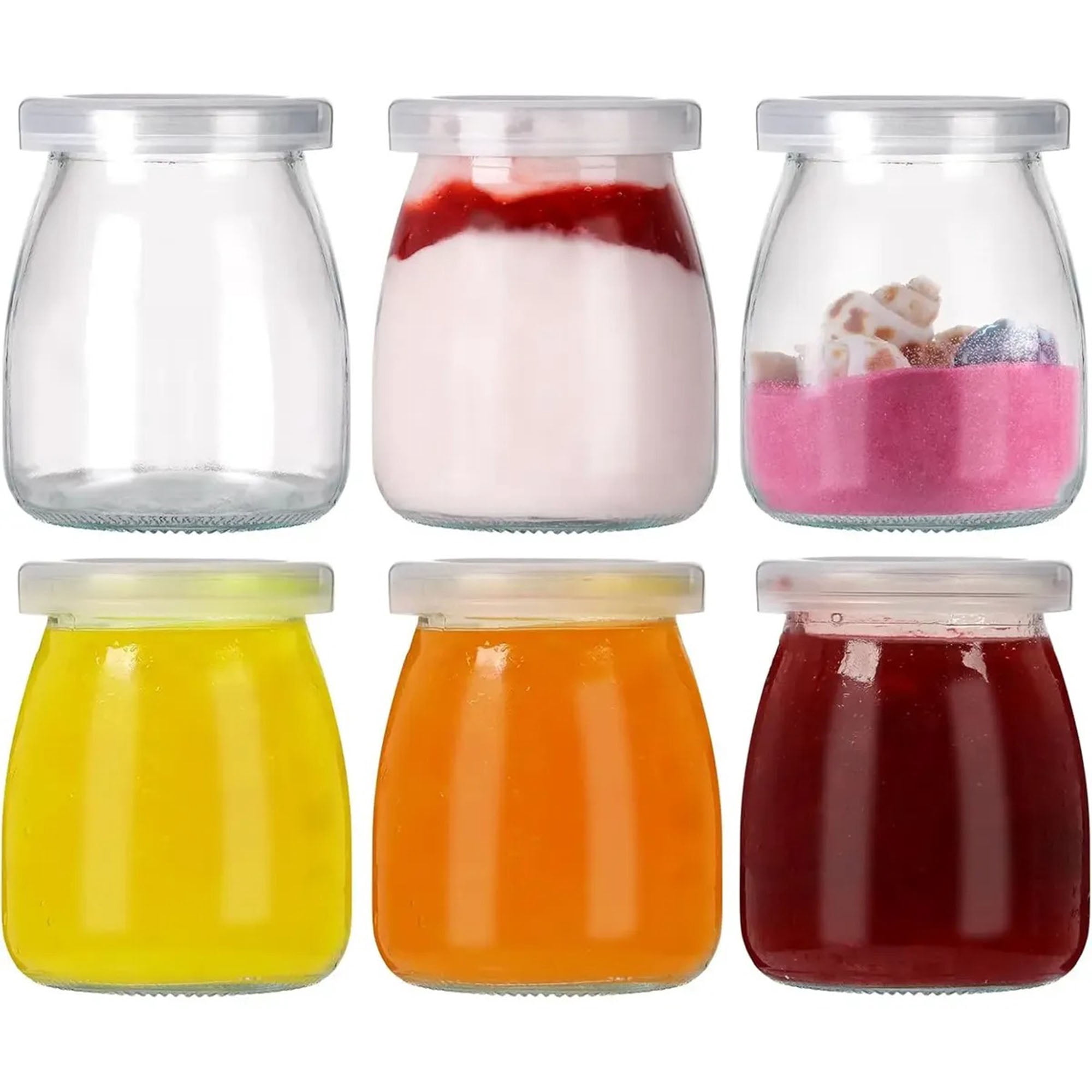 Genérica - Pack De 6 Frascos De Vidrio Con Tapa Plástica De 150ml
