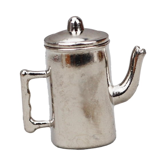 Mini Cafetera De Aleación Para Casa De Muñecas, Accesorios De Mesa De Arena Para Jardín De Hadas, Argent, 1/12