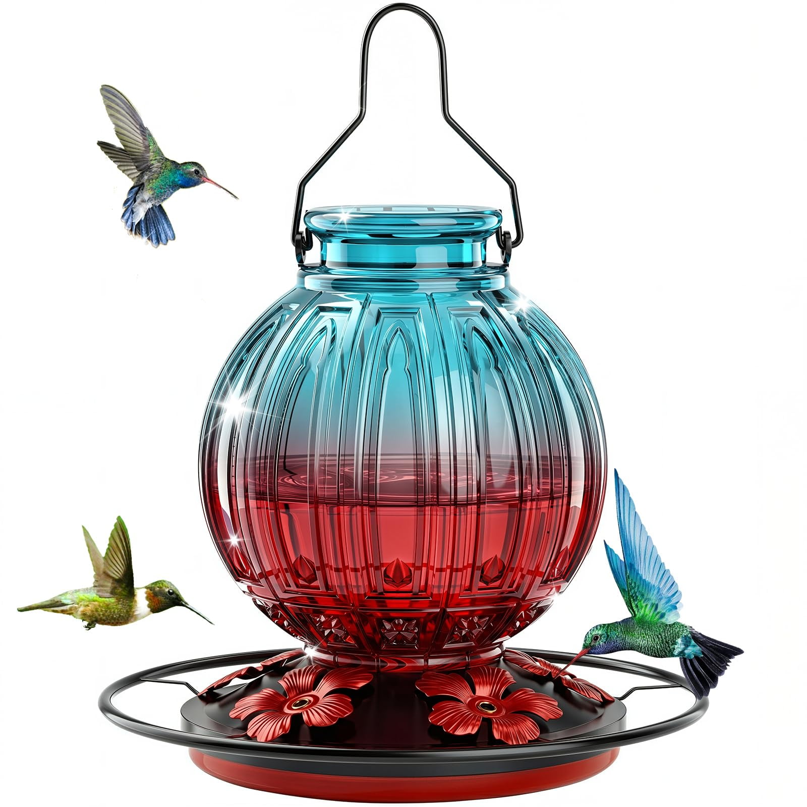 Alimentador de colibríes Grete Gotye de vidrio 785 ml para exteriores