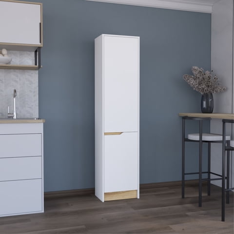 Tuhome - Despensa Soler 2 Puertas Blanco Y Macadamia 180X43X30 Cm