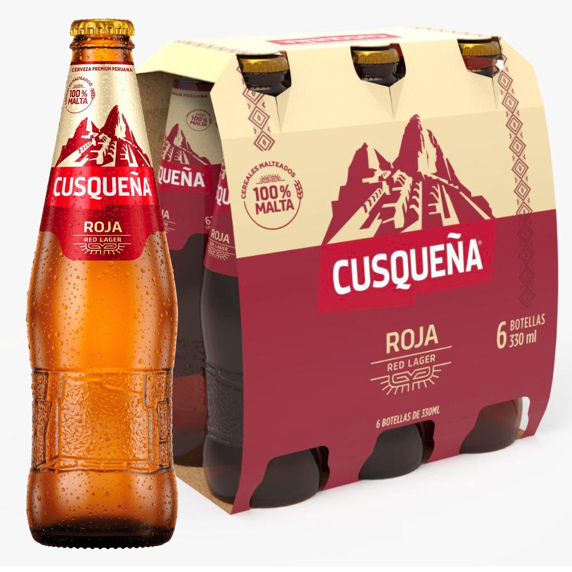 Cerveza Lager Roja Pack 6 Un Botella, 330 ml