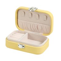 Magideal - Organizador De Joyas De Viaje, Almacenamiento De Cuero Pu, Caja De Almacenamiento De Joyas Portátil, Caja De Joyería Pequeña Para Anillos, Pendientes, Amarillo