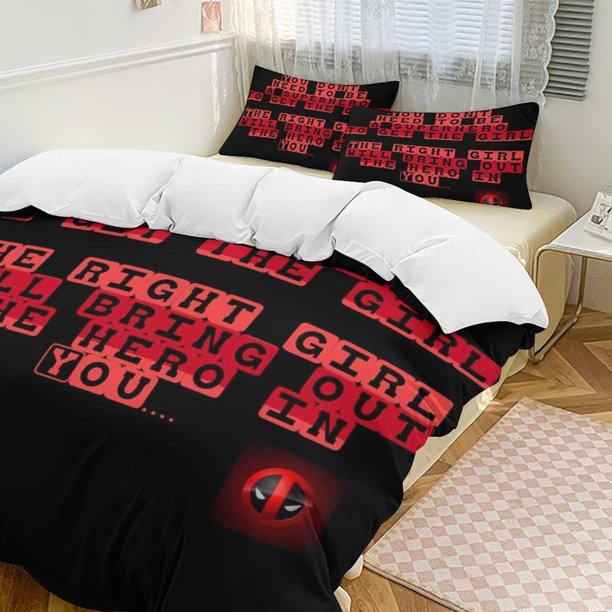 Deadpool Family Bed 3 Piece Set Personalized Bedding Decor for Kids And Teens Anime Student Dormitory Cover