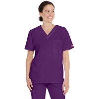 Berenjena Scrub Top Dickies Unisex Con Cuello En V, Talla Grande