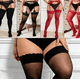 thumbnail image 3 of Xiao Hua 2 pares de medias rojas hasta la rodilla, talla XL, con encaje de silicona antideslizante, ideales para usar a diario., 3 of 3