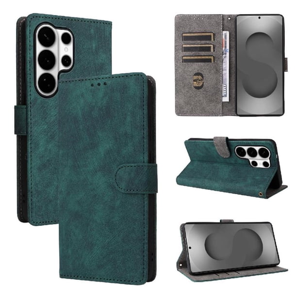 Funda Billetera para Samsung Galaxy S26 Ultra con Soporte - Cartera de Cuero con Ranuras Verde