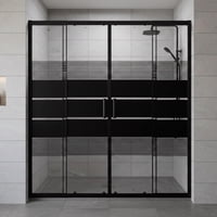 Joytek - Mampara Ajustable De Ducha Style 160-180 Cm Líneas Negras (4 Vidrios)