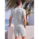 thumbnail image 3 of INSPIRE CHIC Conjunto de 2 Piezas para Hombre Camisa con Botones y Pantalones Cortos con Cordón Texturizados en Jacquard S Gris, 3 of 5