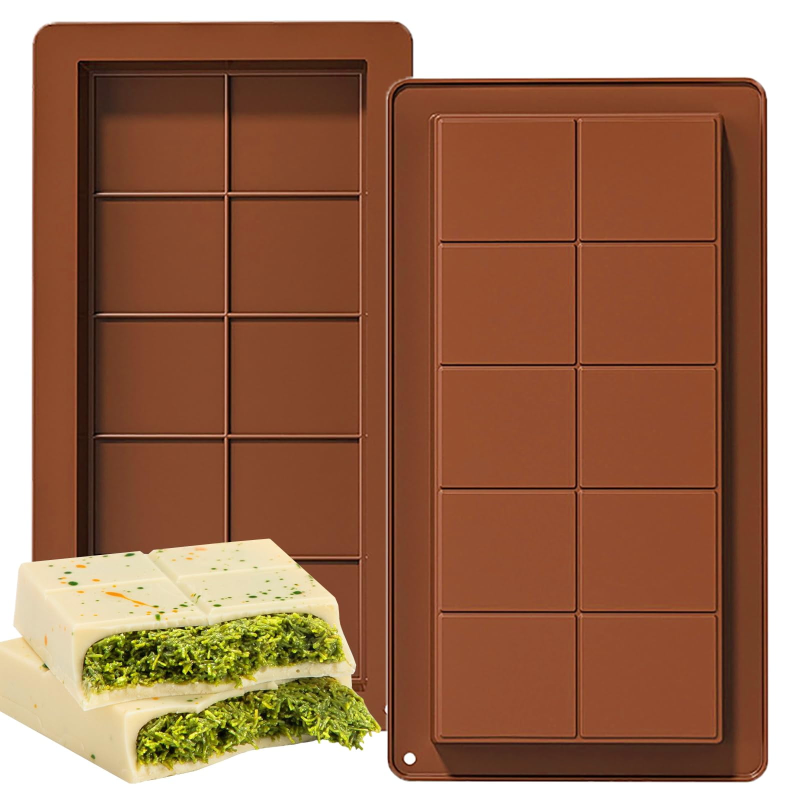 Smartkitch - Molde De Silicona Para Barras De Chocolate Lgquk Dubai, Paquete De 2