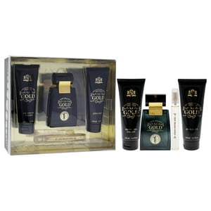 New Brand - Gold De Para Hombres: Set De Regalo Con Spray Edt, Gel De Ducha Y Después Del Afeitado