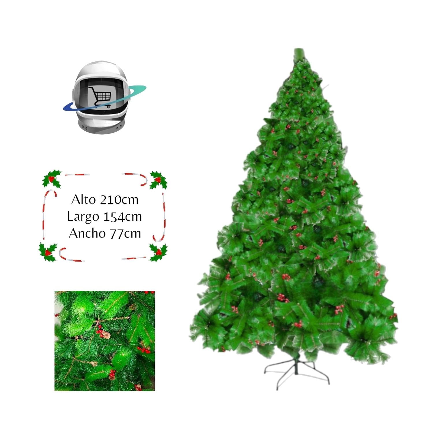 Bigbamspace - Arbol De Navidad 210cm Berries Piña Ramas Frondoso Verde