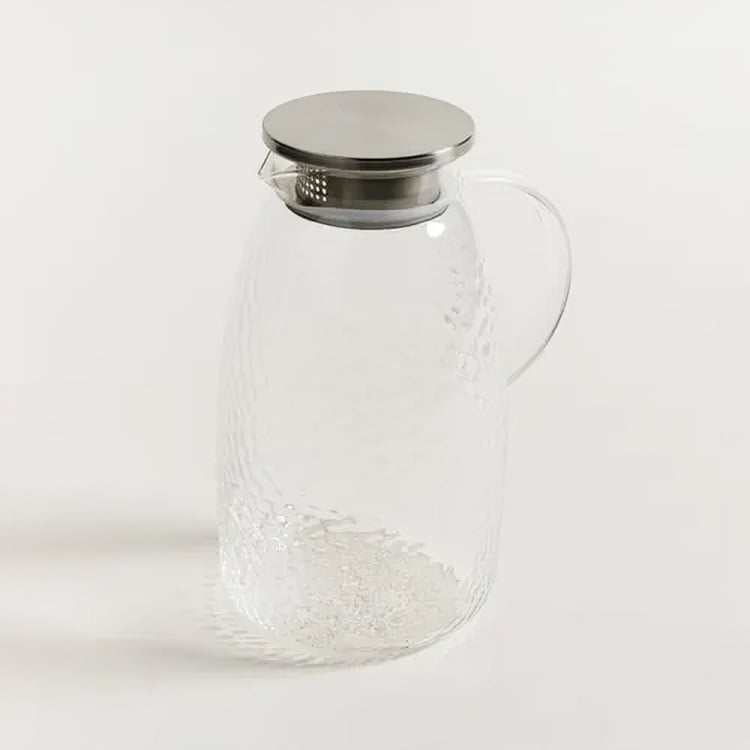 Genérico - Jarra De Vidrio 22 Cm Con Tapa Jarra Para Agua O Jugos