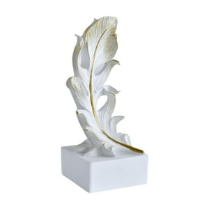 Genérico - Estatua De Plumas Decorativa, Regalo Único, Figura De Plumas Para Gabinete, Oficina, Dormitorio, Blanco, 9,5X8,2X21Cm