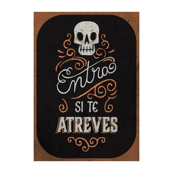 Cartel Metálico Entra si te Atreves con Calavera 45 x 32 cm Halloween - Frank & Mortis