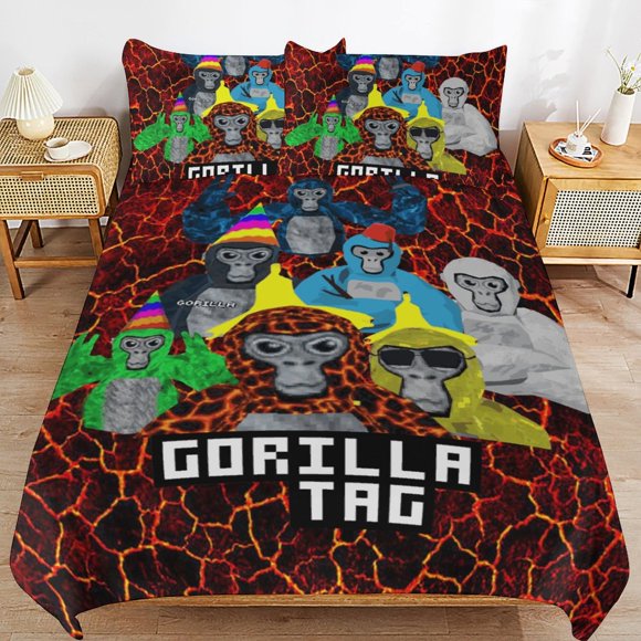 Gorilla Tag Bedding Set Duvet Cover Comfortable and Lightweight Cartoon Bedding 3 Piece Bed Set Twin(1 Duvet Cover and 2 Pillowcase)