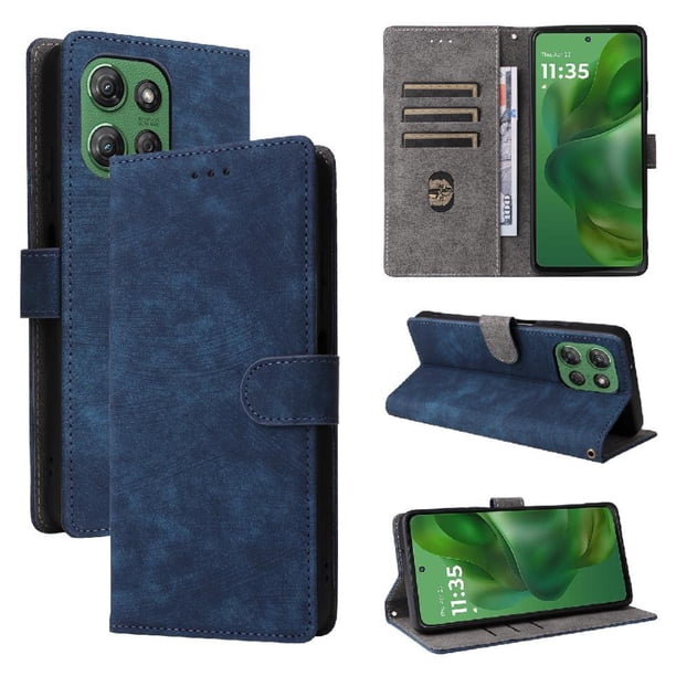 Funda Billetera para Motorola MOTO G Play 2025 con Soporte - Cartera de Cuero con Ranuras Azul
