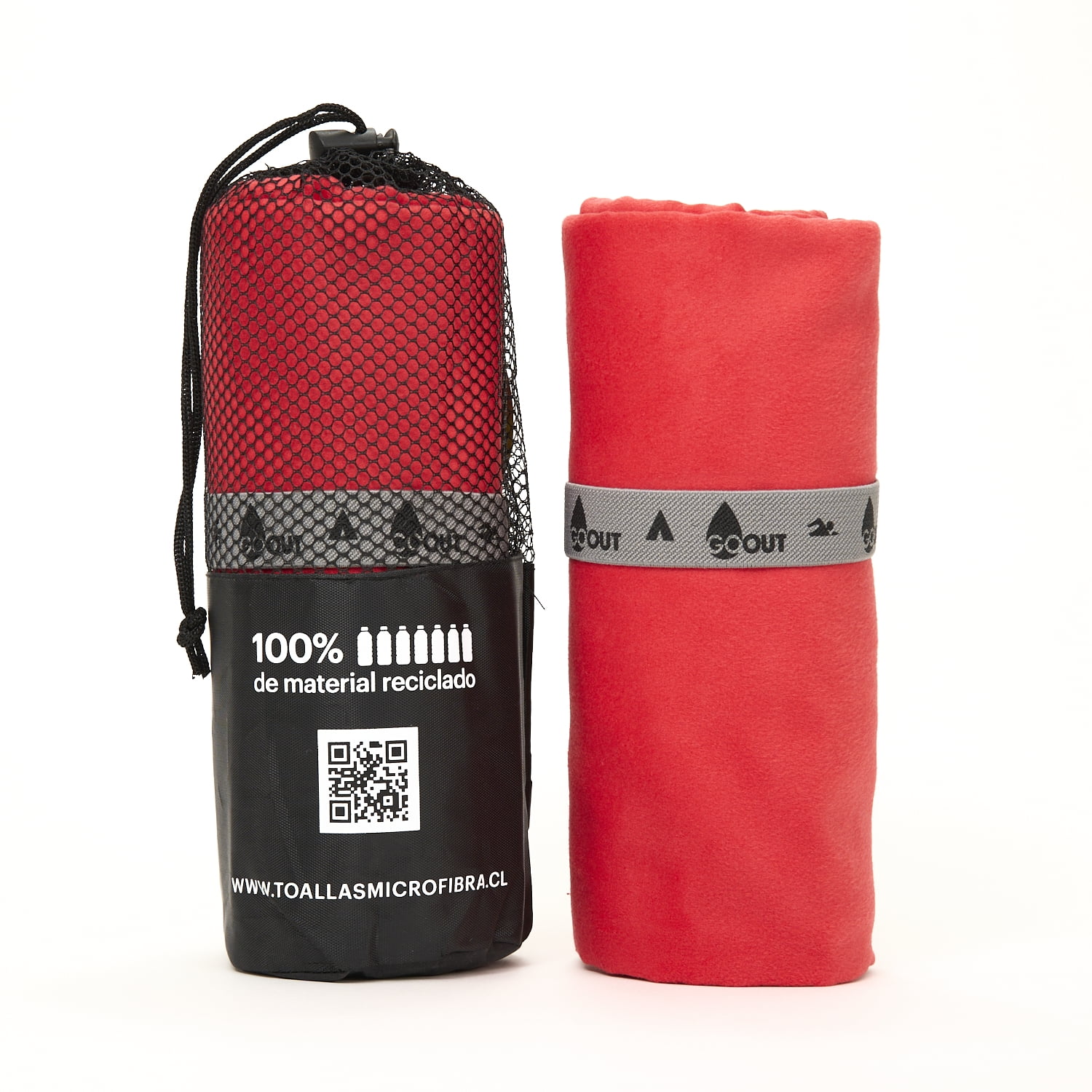 Go Out Toallas Microfibra - Toalla De Microfibra 100% Material Reciclado, Tamaño L Rojo