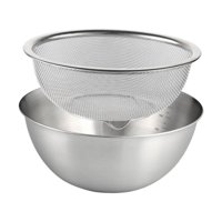 Magideal - Colador De Acero Inoxidable 2X304 Con Tazón Para Mezclar, Tazón Para Lavar Arroz, Colador, Juego De Coladores De Alimentos Para Frutas, Pasta, Ensalad 24Cm