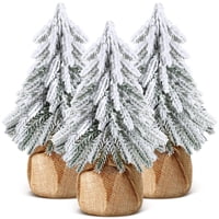 Xusx111 - 3 Piezas Árboles De Navidad De La Mesa De La Nieve, Árboles De Pino De La Mesa De La Nieve Con Base De Madera, Árboles De Navidad De Escritorio Artificiales Para Las Decoraciones De La Mesa