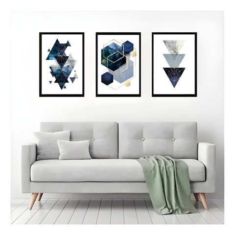 Genérico - Cuadros Abstractos Geométricos Pack 3 35X50 Cm