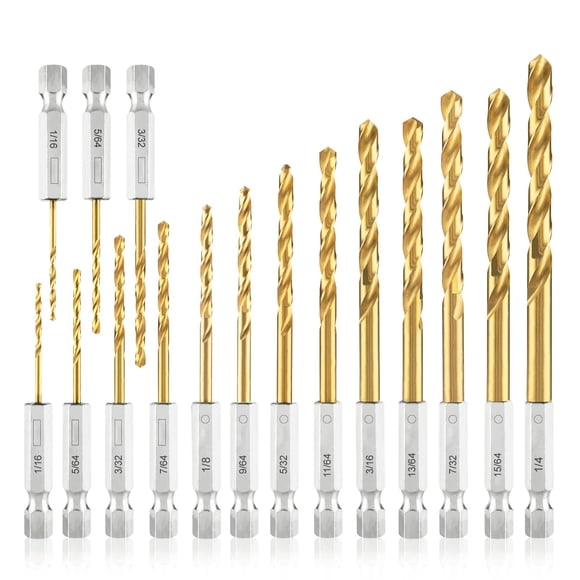Juego de brocas amoolo Hex Shank, 16 piezas, Titanium Impact HSS