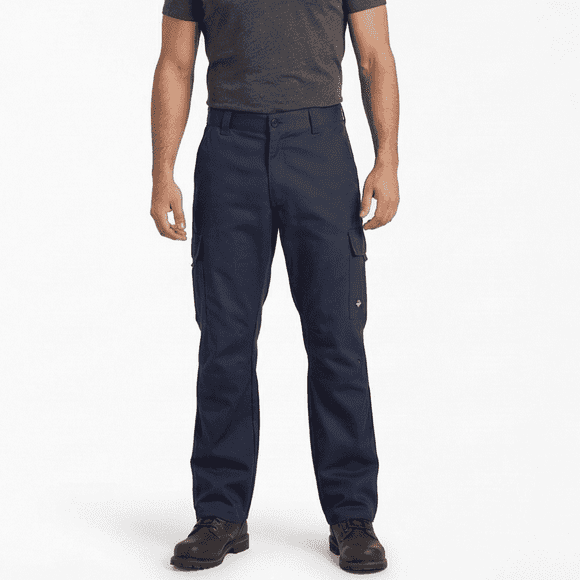 Pantalón de trabajo cargo gabardina cintura elásticada Azul