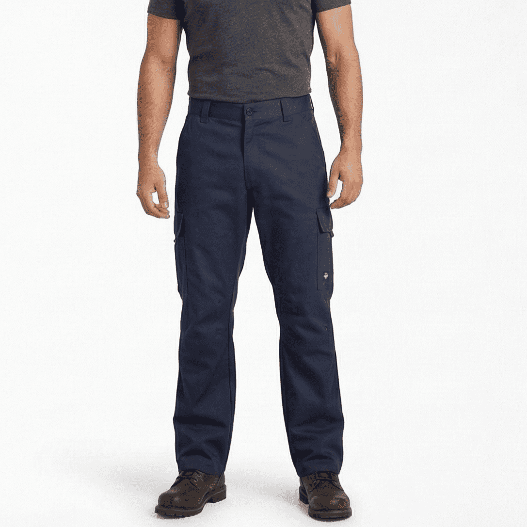 T-world - Pantalón De Trabajo Cargo Gabardina Cintura Elásticada Azul