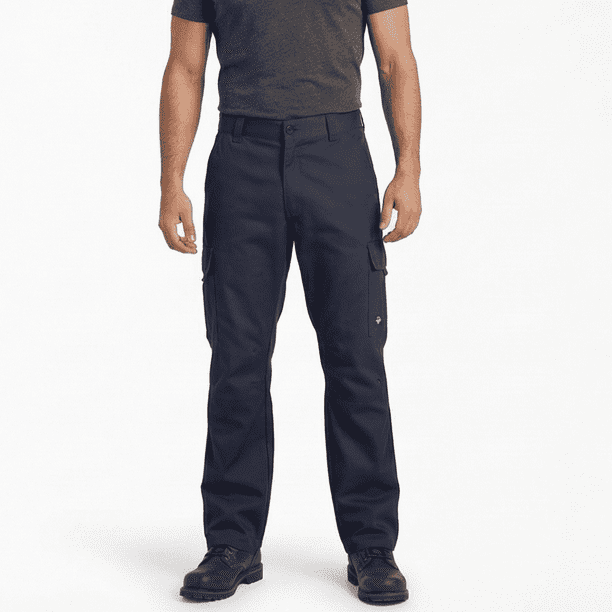Pantalón de trabajo cargo gabardina cintura elásticada Azul