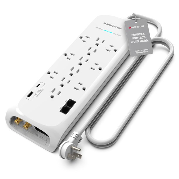Protector contra sobretensiones Power Strip Monster de 6 pies con 12 enchufes y USB