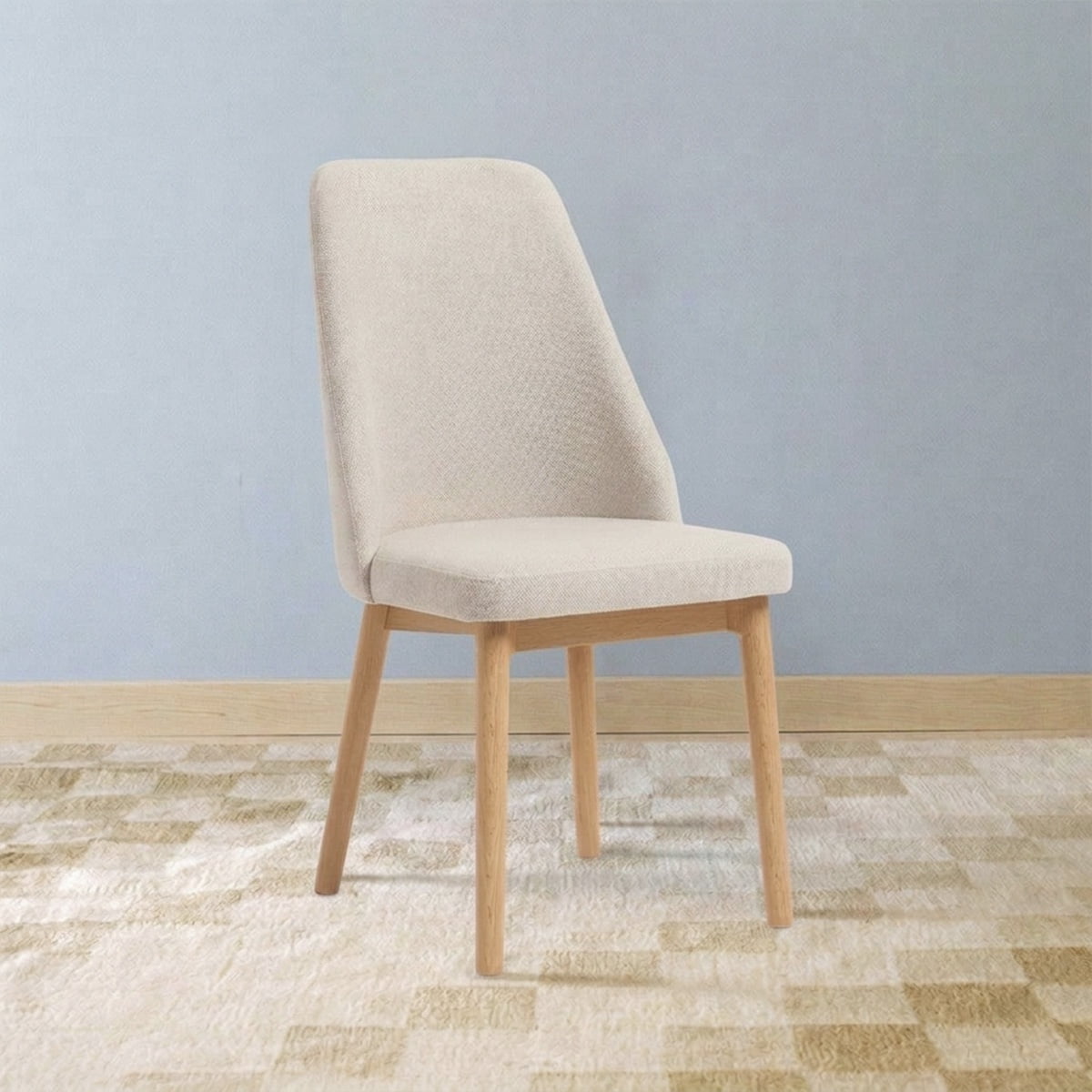 Venhoouse - Silla Comedor Lena Madera Asiento Acolchado Poliéster Beige