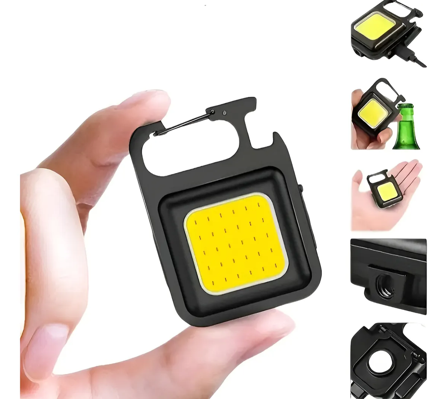 Genérico - Llavero Portátil Multifuncional Con Mini Linterna Potente Blanco Frío Negro