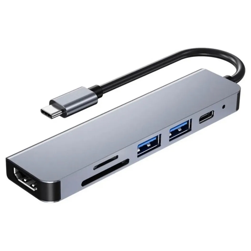 Genérico - Hub Adaptador Usb C 6 En 1 Para Macbook Ipad Tablet Notebook