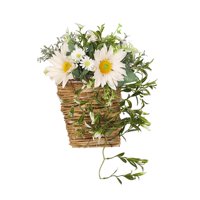 Bothyi - Corona De Cesta De Flores Para Puerta Delantera, Corona De Casa De Campo Para Decoración De Pared De Boda En Casa, Color Blanco