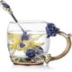 thumbnail image 1 of Tazas de café de vidrio transparente sin plomo con diseño de mariposa y flor esmaltada, taza de té con cuchara de acero, regalos personalizados para mujeres, esposas, mamás, niñas, maestras, amigas, c, 1 of 7