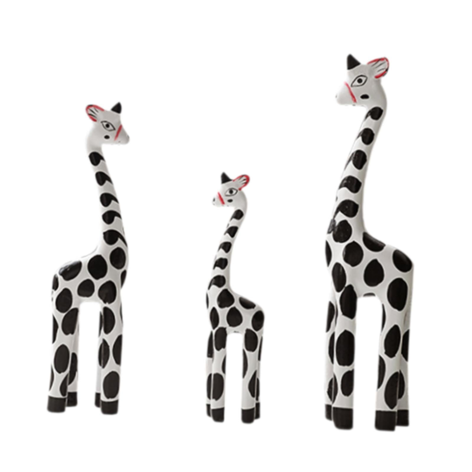 Magideal - Escultura De Jirafa De Madera, Estatua Artística, Artesanías Modernas, Figuritas De Jirafa Para El Hogar, Porche, Estante, Decoración, Regalo De Navid Blanco Negro