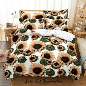Milsleep - 3D Floral Girasol Funda De Edredón Juego De Ropa De Cama Funda De Edredón Funda De Almohada 622