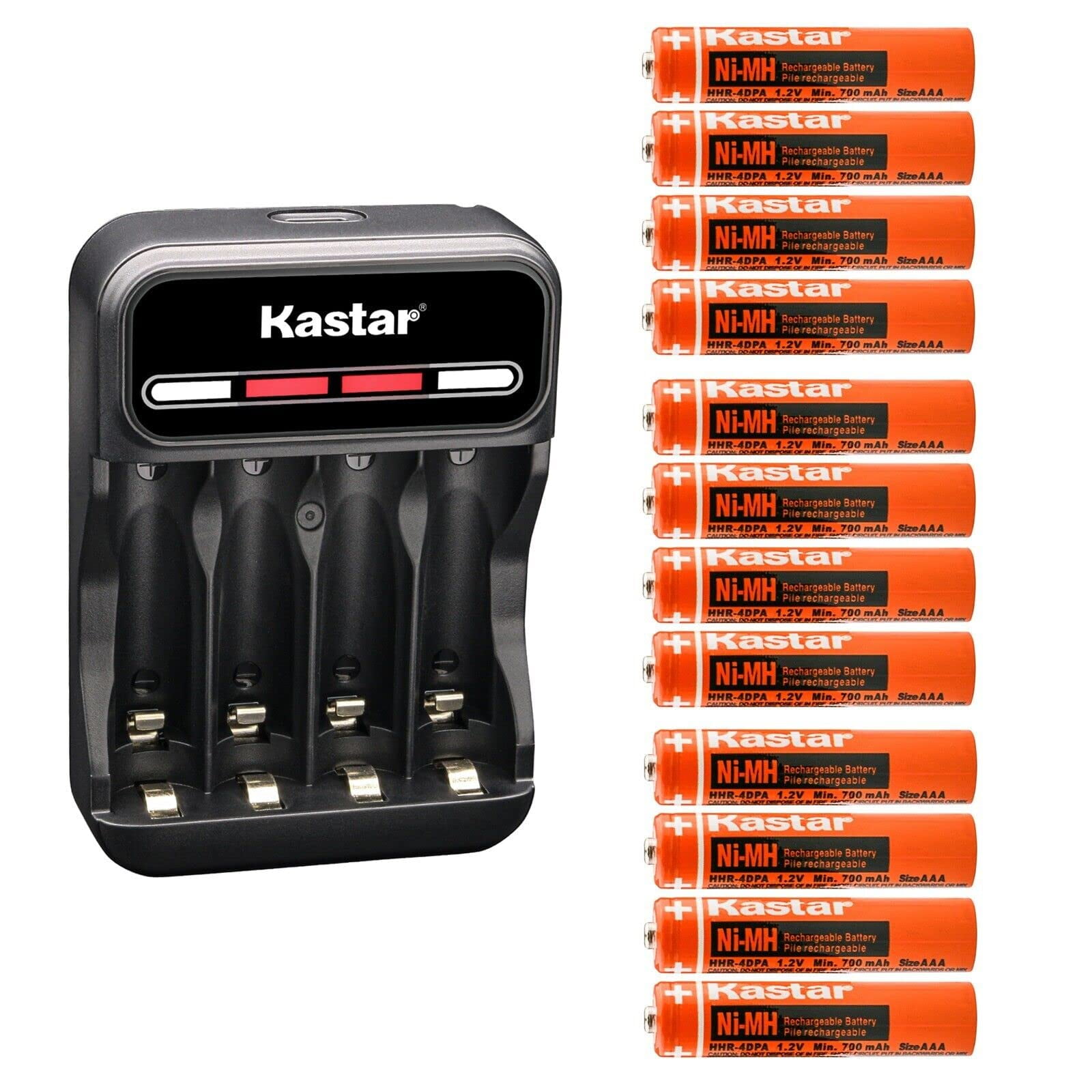 Cargador De Baterías Kastar, Paquete De 12 Pilas Aaa Ni-mh De 700 Mah Con Usb