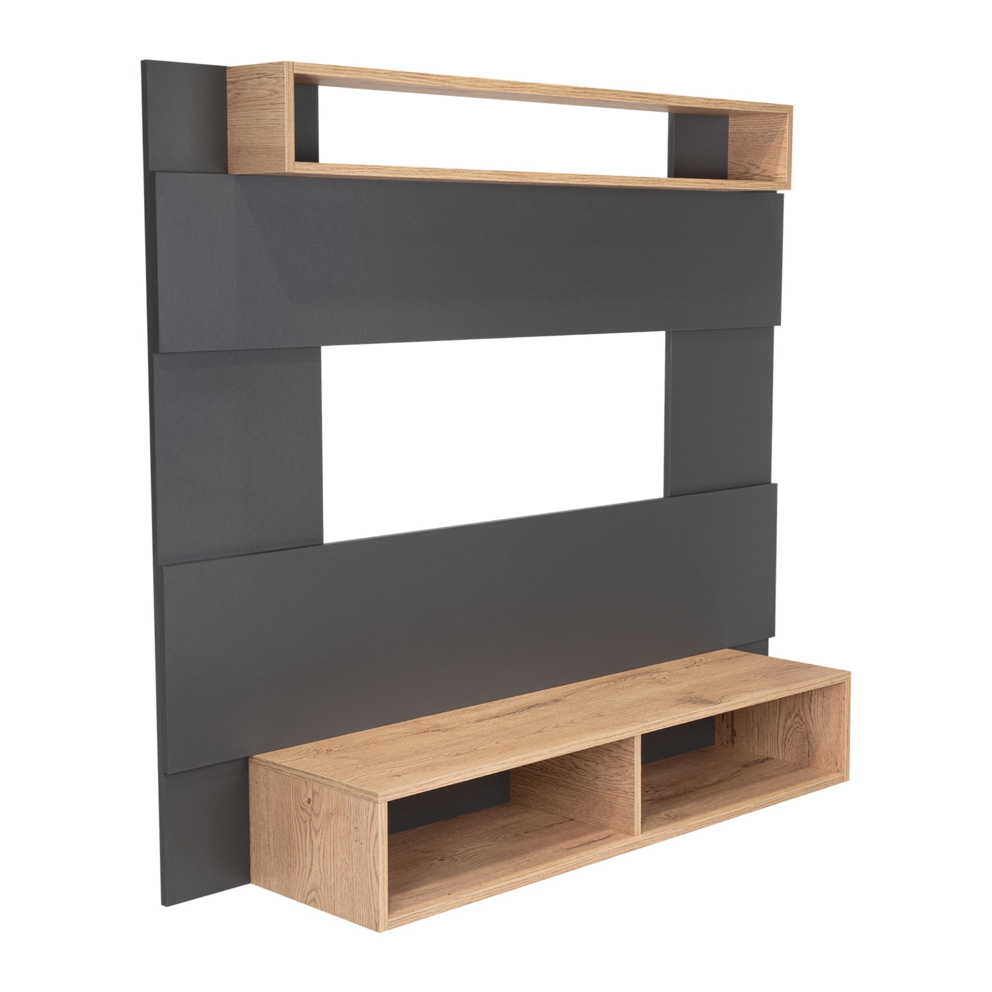 Fm Furniture - Panel Tv 65" Fm 120x140x31,5 Cm Café Claro Y Gris