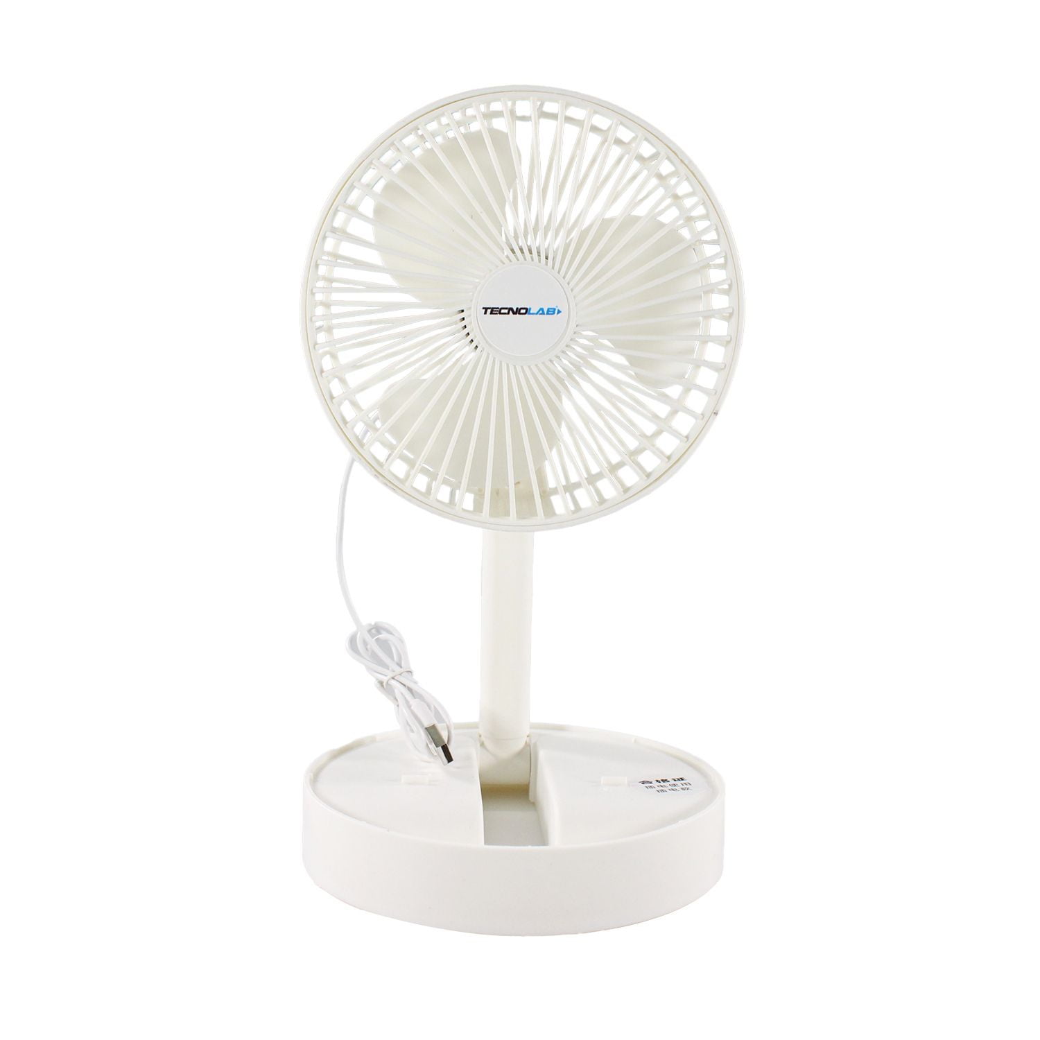Tecnolab - Mini Ventilador Usb Blanco Con Pedestal Y Soporte - Ps