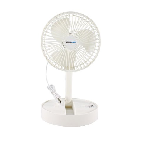 Tecnolab - Mini Ventilador Usb Blanco Con Pedestal Y Soporte - Ps