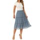 thumbnail image 2 of Falda de Lunares con Volantes en Capas de Cintura Alta Elástica Casual Flowy A-Line de Playa de Verano hasta la Rodilla para Mujer INSPIRE CHIC L Azul, 2 of 6