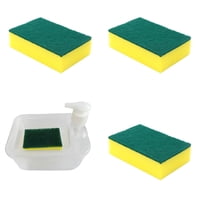 Bothyi - Dispensador De Jabón De Cocina Y 4 Esponjas Para Lavavajillas Para Encimera De Baño Cuadrada