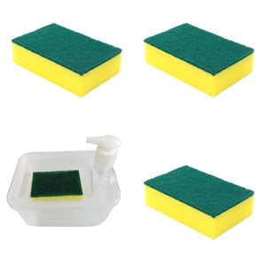 Bothyi - Dispensador De Jabón De Cocina Y 4 Esponjas Para Lavavajillas Para Encimera De Baño Cuadrada