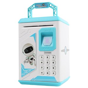 Magideal - Huella De Digital Cajero Automático Juguetes Educativos Para Edades Tempranas Desplazamiento Automático Papel Dinero De Imaginación Juguetes Azul